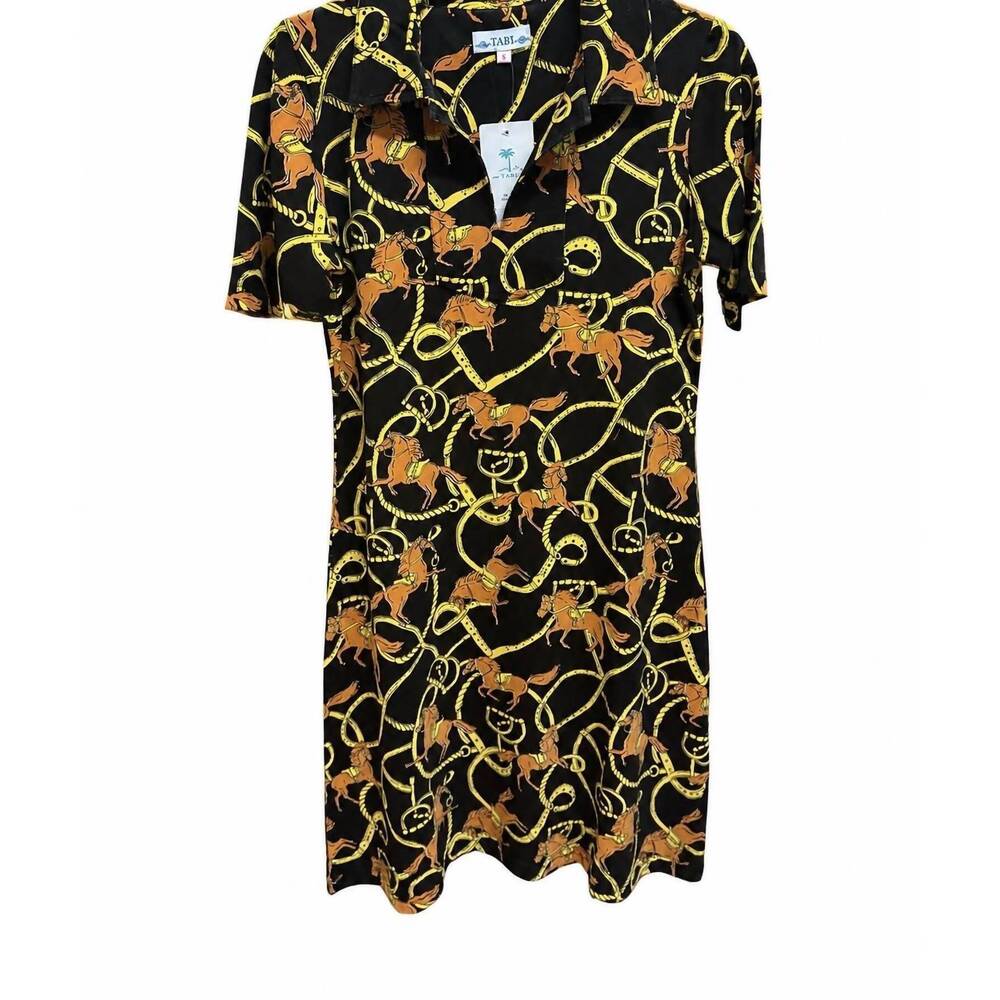 NEW TABI women's clara classic dress in black multi
